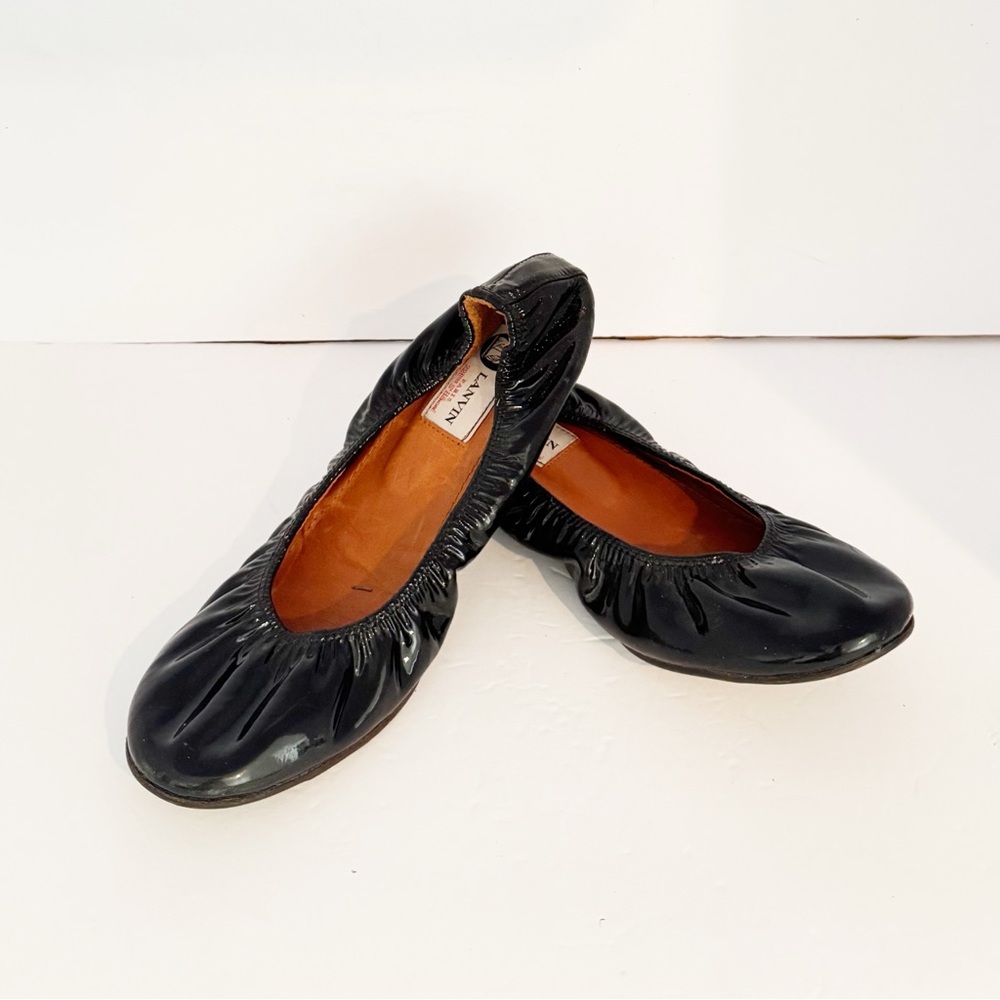 LANVIN Patent Leather Black Flats EU 38.5 GUC